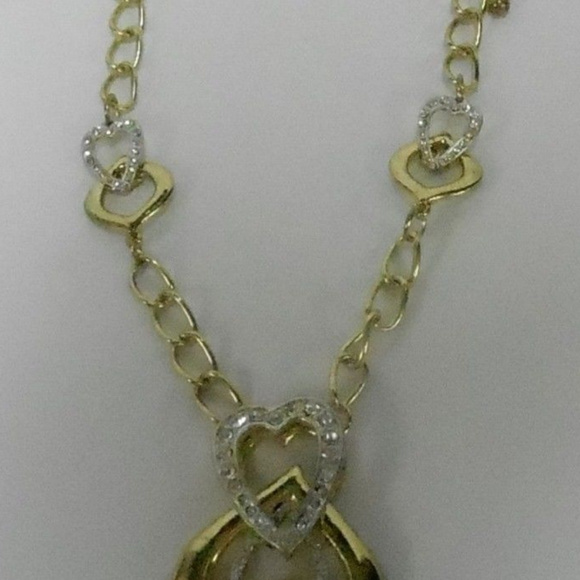 LIVE LAUGH LOVE CRYSTAL HEART NECKLACE EARRING SET - Picture 6 of 7